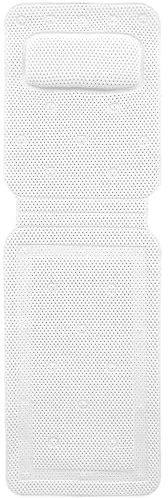 ROTRES Tappetino per Vasca da Bagno con Cuscino,Cuscino di Vasca da Bagno con Ventose e Poggiatesta,Antibatterico Foamed PVC Cuscino,Supporto per Collo, Schiena e Gambe Grigie,125 x 36 cm