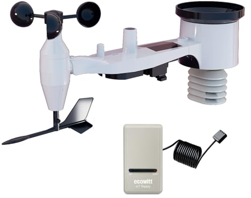 ECOWITT Stations météo Wi-Fi GW1201, 7 en 1 Unité de capteur extérieur sans fil à énergie solaire WS69, Nouvelle passerelle intérieure 3 en 1 GW1200, Contrôle de liaison intelligent IOT