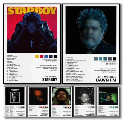 NTEVXZ Set di 7 Poster di Copertina di Album Musicali, Stampati su Tela, Aesthetic, Decorazioni da Parete Camera per Gli Amanti della Musica (Senza Cornice 20*25CM)