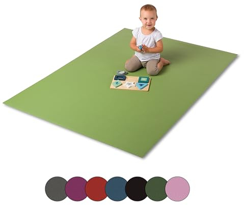 Hofbrucker® Krabbelmatte, Spielmatte, Turnmatte für Baby & Kinder, Öko-Tex Zertifiziert, Made in Germany, Abwaschbar, Rutschfester Spielteppich Größen (Oliv, 160 x 160)