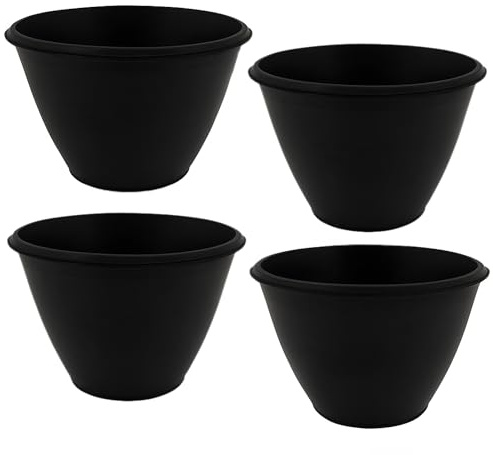 4 Stück Gipsbecher Konisch Ø 127 mm - Robuster Anrührbecher aus Gummi, Mischschale für Gips, Zement, Spachtelmasse, Heimwerkerbedarf, Schwarz