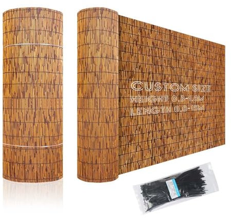 YYDPSHH Rollzaun Bambuszaunrollen Schilfrohr-Zaun 60x100 150x150 90x300 120x160 170x800 180x180cm, Bambus Matten Für Garten/Backyard/Dach, Wetterfest/Stabil/Gerade, Schilfrohrmatte Mit 100 Zip Ties