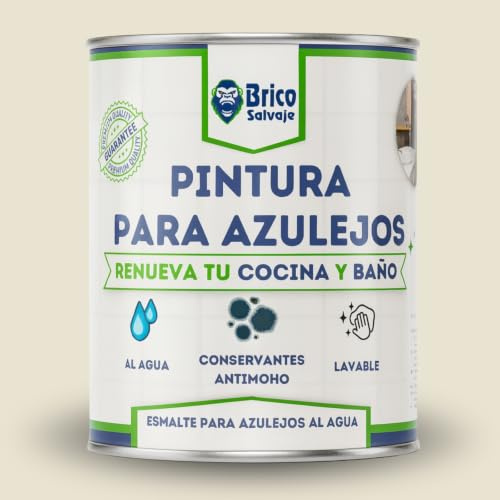 BRICOSALVAJE Vernice per piastrelle cucina e bagno all’acqua OPACA | Senza primer | Lavabile | Alta durezza (Madreperla, 750 ml)