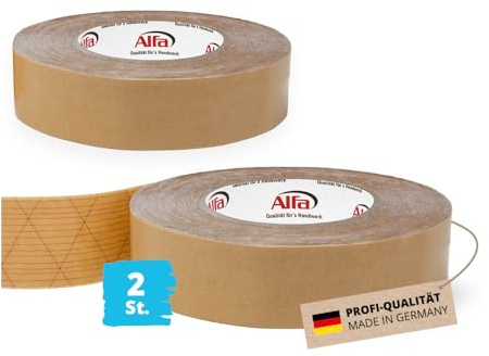 226 ALFA - Ruban adhésif spécial double-face StrongTac, 30 mm x 50 m, 2 pièces, pour montage de plinthes en tissu ou moquette, extrêmement fixant
