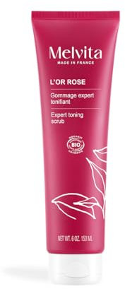 Melvita - Rose Gold Toning Expert Scrub - 99% naturlig uppstramande och bantning kroppspeeling, ekologisk certifierad - vegansk formel - 150 ml rör