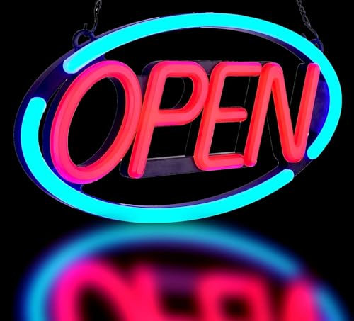 GreenCube 24'' X 12'' Ultra Bright LED Open Sign - Remote Controlled - Get Your Business Seen Day or Night (Blue/Red)