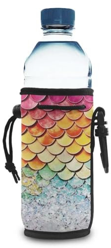 Binienty Bunte Fischschuppen-Wasserflaschenhalter, Isolierung, Fahrradflaschen-Tragetasche, Anti-Drop und faltbar