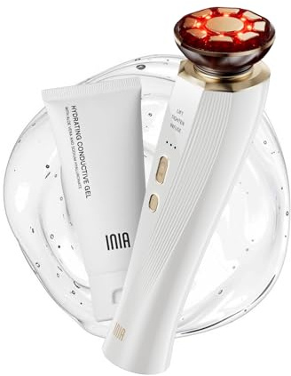 INIA Micro-Current Facial Lift Device 3-in-1 Red Light for Face and Neck, Skin Tightening and Rejuvenation Device True Beauty Glow Facial Massager, Effective Wrinkle and Puffiness Reduction