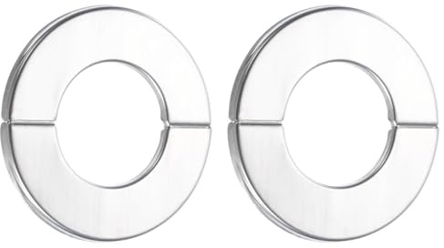TOP-VIGOR 2 Stück 35 mm Wand-Flansch-Rohrabdeckung, 304 Edelstahl, runde Rosettenplatte mit selbstklebender Rückseite für Heizkörper, Wasser und Heizungsrohr, Wandlochdekoration