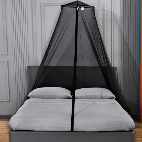 Moskitonetz, Betthimmel mit Reißverschluss, Kuppelzelt, universelles Moskitonetz für Bett, Einzel-, King-Size-Hängenetz für den Außenbereich, Schlafzimmer, Schwarz