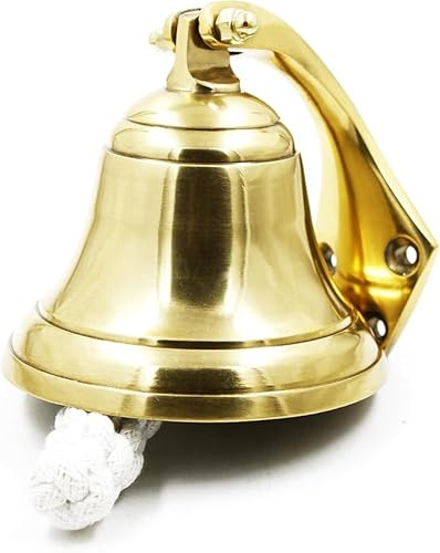 Metallix Hanging Bell | Hanging Bell for Door, Reception, School, Outdoor, Indoor, Dinner & Chruch | Heavy Aluminum | Nautical Ship Bells (Gold, 4 Inch)