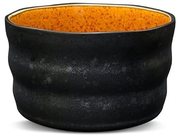 Teeladen Herzberg MAOCI - Matcha Tee-Schale Chawan aus Porzellan 350ml schwarz-silber handgefertigt