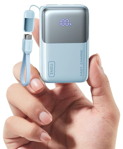INIU Mini Power Bank, 45W 10000mAh Powerbank Klein Aber Stark (USB C In & Out), Schnellladefunktion PD3.0 Externe Handyakkus, Kompatibel mit iPhone 17 16 15 Pro Max Mini Samsung S24, Zartes Blau