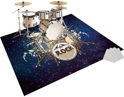 Tappeto Batteria Elettronica Tappeto Professionale per Batteria e Strumenti a Percussione Tappetino Batteria Acustica Tappeto a Tamburo Assorbimento degli Urti Insonorizzato Antiscivolo 140 x 100 cm