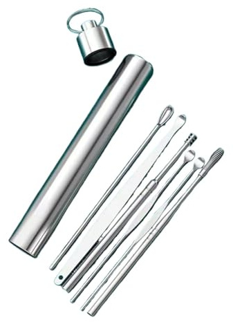 ohrenreiniger 6-teiliges Spiral-Ohrschmalzentferner-Werkzeugset aus Edelstahl – Ohrenschmalzsammler, Pick, Ohrstocher, Reinigungslöffel