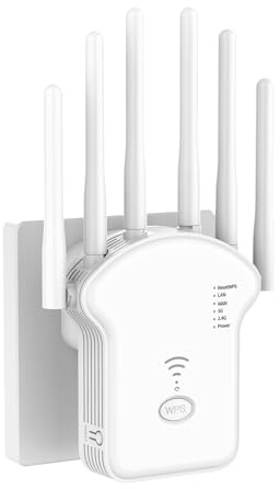 WLAN Verstärker, 1200Mbit/s WLAN Repeater, 5G & 2.4G Dualband Ultraxtender WiFi Verstärker mit LAN anschluss, WPS, Kompatibel mit 99% Standard-WiFi Routern, Deckt bis zu 9200Sq.ft und 35 Geräte