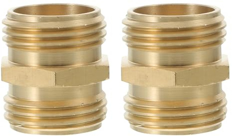 Gadpiparty 2 Piezas Conector de Manguera Jardín Latón Sólido Adaptador Macho Doble Resistente sin Fugas para Riego Uso Doméstico y Agrícola