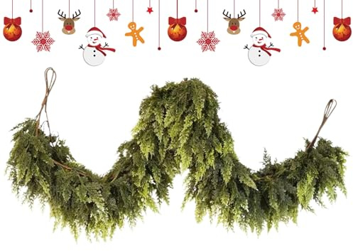 Guirnaldas Navideñas - Decoración Artificial de Pino Verde | Guirnalda Artificial | para Corona, Chimenea, Árbol, Repisa, Porche, Interior, Escaleras, Mesa, Puerta, Barandilla