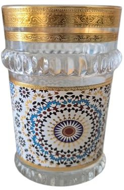 Lot de 12 verres à thé marocains peints à la main verres en cristal doré pour thé et décoration Unique.
