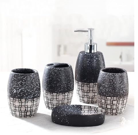 Bathroom Sets Juego de Accesorios baño: dispensador jabón cerámica, Soporte for cepillos Dientes y Vaso Coastal Decor