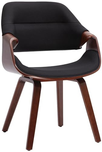 CLP Silla de Comedor tapizada con reposabrazos Maira, Silla ergonomica Estilo Nogal, Soporte hasta 150 kg Color:Nuez/Negro;Material:Tela