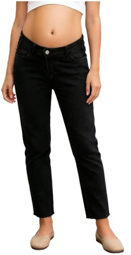 Rswnyirn Gravida kvinnor jeans denim moderskap byxor graviditetsbyxor medium rygg skinny jeans mammor jeans streetwear, svart, XL