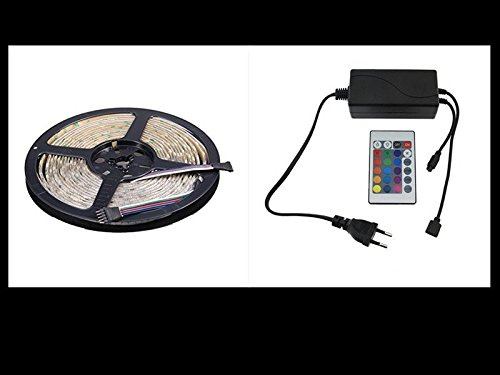 Tira Led 12v RGB SMD5050 5m/Rollo 300Led Multicolor Ip65 con transformador y Mando