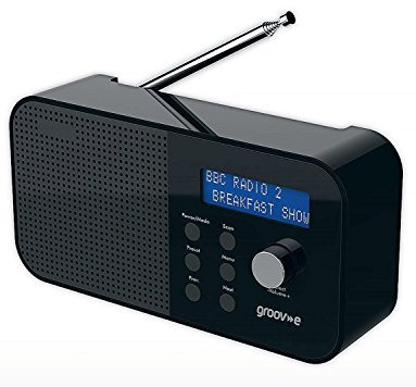 Groov-e Venice DAB & FM Digital Radio - Built-In Alarm Clock & Bluetooth Connectivity - LCD Display - Mains or Battery Operated - Portable Radio - 20 Preset Stations - Black