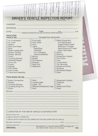 Detailed Driver's Vehicle Inspection Report 25-pk. - Book Format with 31 Sets, 2-Ply Carbonless, 5.5 x 8.5, Meet FMCSR Requirements, J. J. Keller & Associates, Inc.