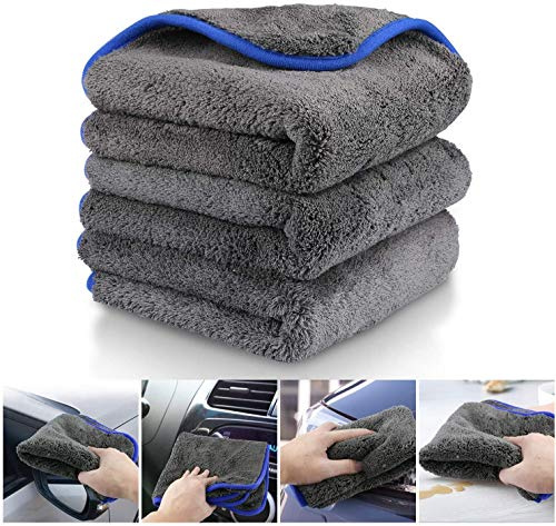 HHJ Mikrofaser-Auto-Reinigungstücher, 1200 g/m², ultradickes Auto-Trockentuch, 40,6 x 40,6 cm, Beige, Polyester, Nylon, 3 Stück
