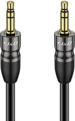 J&D Auxiliary Cable, Copper Shell 3.5 mm Male to Male Aux Cable 1/8 TRS to 1/8 TRS Male Aux Audio Cable for Car Compatible with Stereos, Speaker, Headphones and More, 2.7 Meter