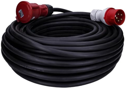 Voxura CEE-Kabel Verlängerungskabel Starkstromkabel 5-polig 400V H07RN 5G 6 32/5 32A IP44 Phasenwender Starkstrom 50m