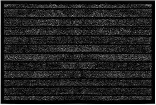 PHP Door Mat - Waterproof Strong PVC Rubber Backing Anti Slip Heavy Duty Dirt Trapper Barrier Mats for Kitchen Bedroom Hall Hallway Entrance Door Matts (50 x 90 cm, Black)