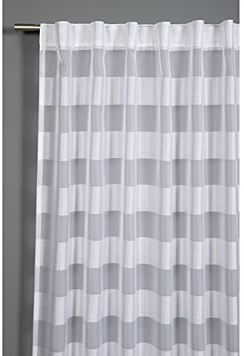 Gardinia Tenda con Passanti Nascosti, Strisce, Traslucido e Trasparente, Bianco, 140 x 245 cm