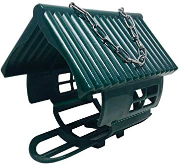 Grumpy Gardener Hanging Bird Feeder for Outdoors – Wild Bird Feeder for Gardens, House, Trees and Poles, Smart Design Compatible with NutPecker Peanut Butter Jars, Single Green