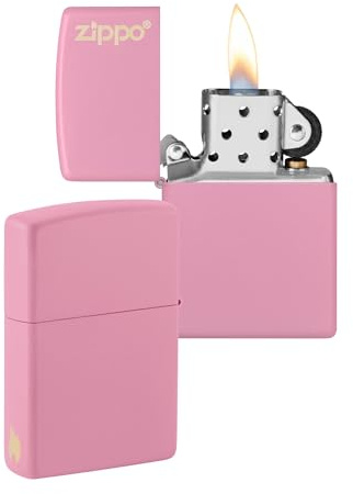 Zippo Briquet Tempête - Logo & Design Flamme - Rose Mat - Rechargeable - Réutilisable - Design Coupe-Vent - Coffret Cadeau Fabriqué aux États-Unis - Exclusivité Amazon
