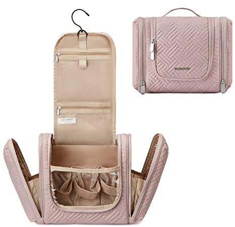 BAGSMART Kulturtasche zum Aufhängen, Reise-Organizer mit Haken zum große Reise-Kulturtasche, wasserdicht für Shampoo, Behälter in voller Toilettenartikel, Kosmetik, für Männer und Frauen,Rosa