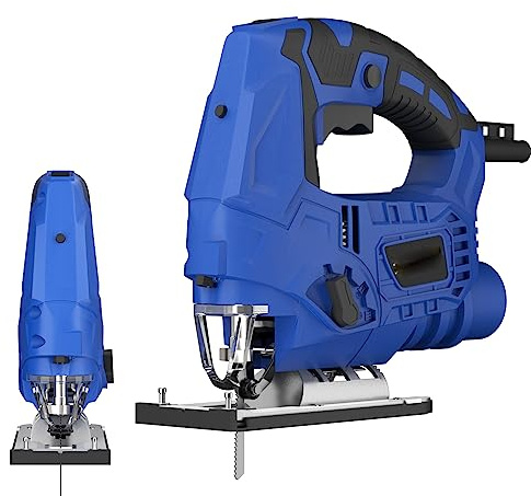 Jigsaw, Electric Jigsaw with Laser, 2000W Max Cutting Depth 110mm for Wood, 0-4 Orbital Sets, 6 Variable Speeds, Bevel Cutting: -45 ° to 45 with Blade