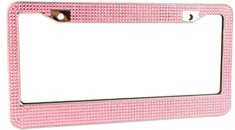 Soporte para Matrícula, Fácil Instalación, Cubiertas para Marco de Matrícula, Diamantes de Imitación Rosas, Cubiertas Brillantes para Marco de Matrícula de Coche