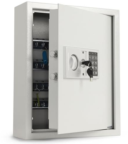 casa pura Schlüsseltresor mit Elektronikschloss - Schlüsselkasten für 27 Schlüssel - Tresor inkl. Schlüsselanhänger, Befestigungsmaterial & Notfallschlüssel