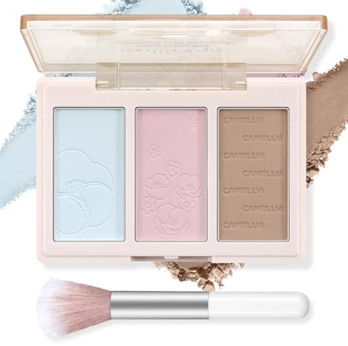 Boobeen Blush Contour Highlighter Makeup Palette - Palette di 3 colori in polvere shimmer o opaca per fard, evidenziatori, bronzer e luminosità del viso