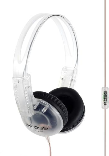 Koss CL5i Clear Transparent On-Ear Headphones, in-Line Microphone and Remote, Retro Style, 3.5mm Plug