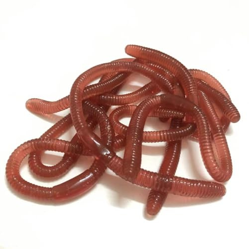 Fokroin 10Pcs Ver De Terre Artificiel, Biomimetic Soft Appât Pêche Leurre, Appâts Ver La Pêche Leurres Simulation vers Rouges en Plastique Vert Environnement Fort Tentation Appât Faux - Red Worm