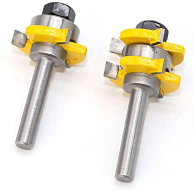 2-teiliges Fräser-Bit-Set mit Nut und Feder, Holzfräser, Bodenbelagsmesser, 8-mm-Schaft