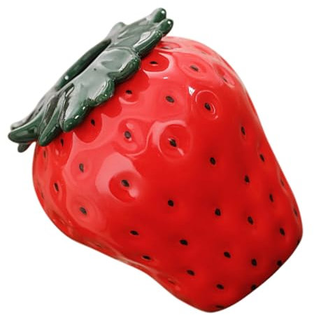Warmhm Vase Décoratif à Fraises en Céramique Petite Taille, Vase Floral Moderne Rouge, Décoration Intérieure Bureau Et Salon, Support pour Fleurs Fraîches Et Séchées