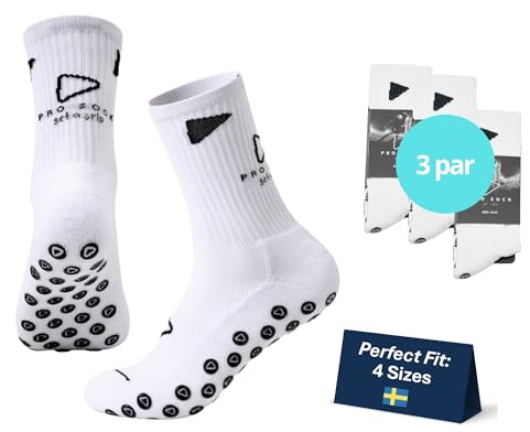 PROSOCK Premium Sportstrumpor, 3 par för fotboll, 4 storlekar för bra passform, slitstarka sportstrumpor för män, kvinnor och barn – innebandy, golf, pickleball och padel, stl 37-39