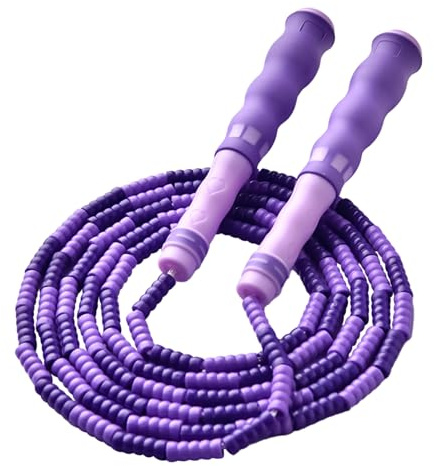 Perlen -Jump -Seil - Sprungseil mit weichem Perlen | 8ft überspringen Seil für Kinder, einstellbare Schnur mit ergonomischen Griffen für Trainingsübungen Fitnessstudio School PE Home Outdoor Training