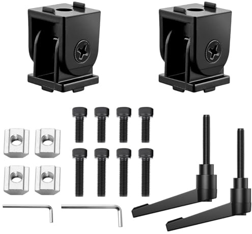 Conector angular ajustable para perfil de aluminio, ranura 8, bisagra flexible con palanca de sujeción, giratorio 180° (2,2 cm x 2 cm), color negro