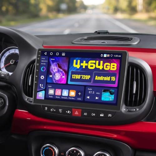 Hikity 4+64G 10.1 Autoradio Android per FIAT 500L 2012-2017 | Touchscreen Wireless Carplay Autoradio 2 DIN GPS Navi Bluetooth WiFi FM/RDS Retrocamera Comandi al Volante 4+64G