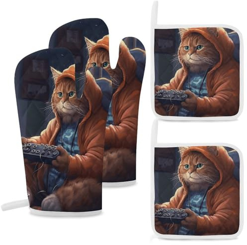 Lot de 4 maniques et maniques antidérapantes à haute chaleur de 260 °C pour jeux de chats